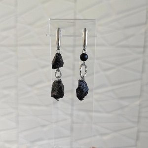 Серьги с черным турмалином (шерл)