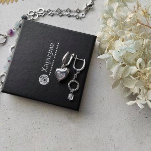 Серьги с флюоритом и сердечком