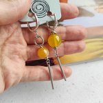 Серьги с жёлтым агатом асимметрия
