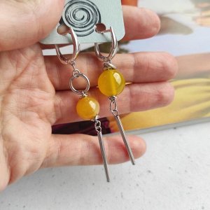 Серьги с жёлтым агатом асимметрия