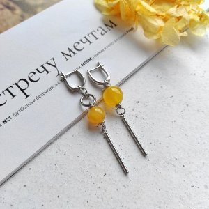 Серьги с жёлтым агатом асимметрия