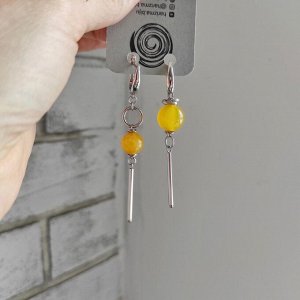 Серьги с жёлтым агатом асимметрия