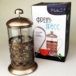 Френч пресс 600 мл, термо-стекло, н/с, Орнамент 1/24