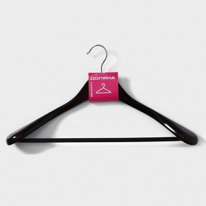 Плечики - вешалка для верхней одежды с перекладиной Доляна 44,5x22,5 см, цвет чёрный