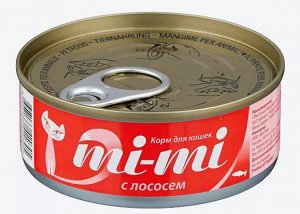 Mi-Mi влажный корм для кошек и котят Лосось 80гр консервы