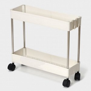 Этажерка 2-х ярусная на колёсах, 40x13x31 см, белая
