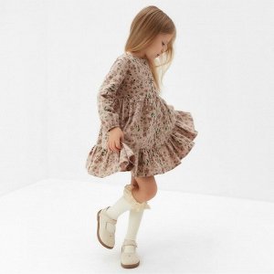 Платье для девочки MINAKU: Cotton collection цвет бежевый в цветочек.