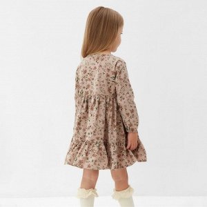Платье для девочки MINAKU: Cotton collection цвет бежевый в цветочек.