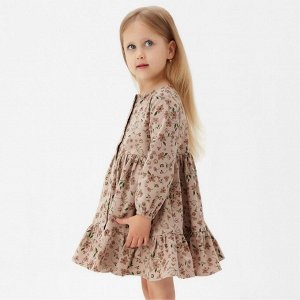 Платье для девочки MINAKU: Cotton collection цвет бежевый в цветочек.
