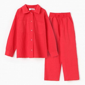 Костюм (рубашка и брюки) детский KAFTAN «Лён», красный