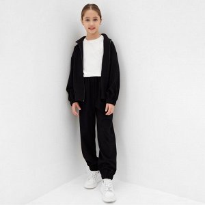 Брюки для девочки MINAKU: Casual Collection KIDS, цвет чёрный.