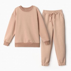 Костюм (свитшот и брюки) детский MINAKU, цвет бежевый, рост