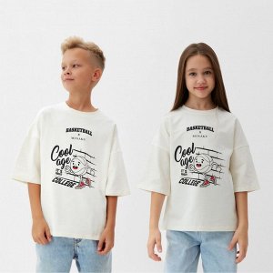 Футболка детская MINAKU: bascetball kids, цвет молочный.