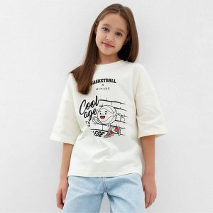 Футболка детская MINAKU: bascetball kids, цвет молочный.