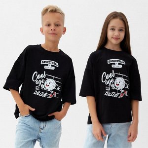 Футболка детская MINAKU: bascetball kids, чёрная.