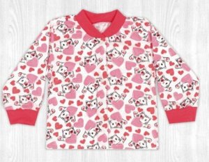 Кофточка детская ясельная на кнопках тоненькая цвет Котятки в сердечках