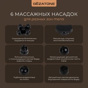 Жезатон Вибромассажер для тела с 6-ю насадками беспроводной AMG127 NEO (Gezatone, Массажеры для тела)