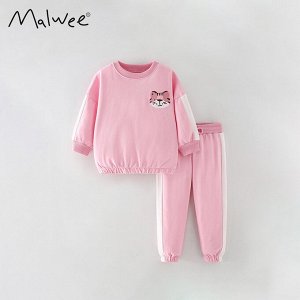Детский розовый костюм (свитшот и брюки), с принтом