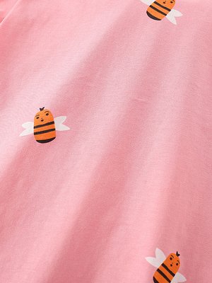 Детская розовая футболка с принтом Пчелки