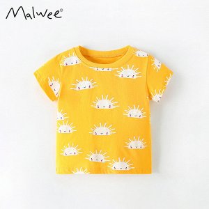 Детская желтая футболка с принтом Солнце