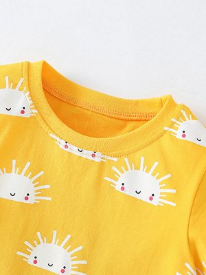 Детская желтая футболка с принтом Солнце