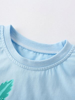 Детская голубая футболка с принтом