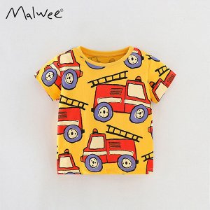 Детская футболка с принтом Пожарная машина