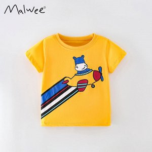 Детская желтая футболка с принтом