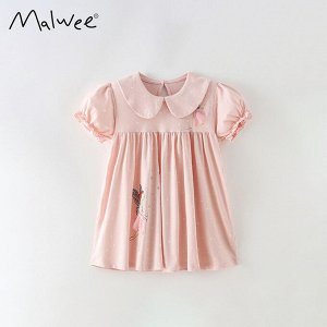 Детское розовое платье с коротким рукавом