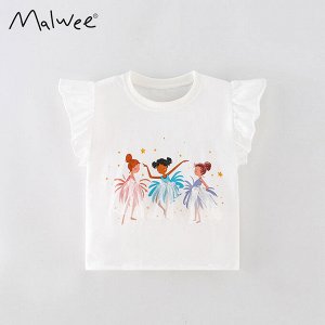 Детская белая футболка с принтом Балерины