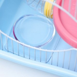 Клетка для грызунов "Пижон", укомплектованная с туннелем, 37 х 27 х 30 см, синий