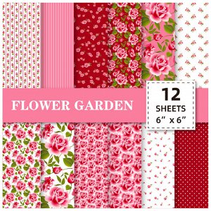 Набор бумаги "Flower Garden", 15*15 см, 12 шт./упк.