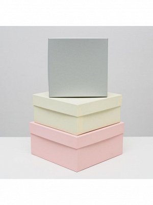 Коробка картон 19 х19 х9,5-15,5 х15,5 х6,5 см набор 3 шт квадрат Античный