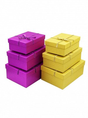Коробка картон 22,5 х16 х9,5 см набор 3 шт с бантом HS-61-72,73