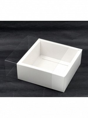 Коробка складная 15 х15 х6 см с PVC крышкой цвет белый HS-48-5