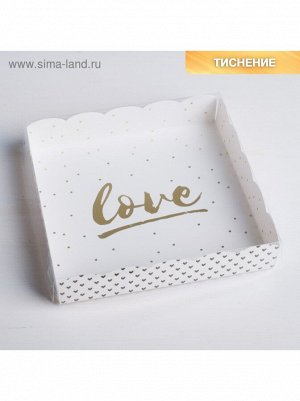 Коробка кондитерская 15 х15 х3 см с PVC крышкой Love 1/5