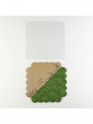 Коробка кондитерская 18 х18 х3 см с PVC крышкой Крафт