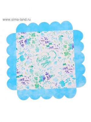 Коробка кондитерская 18 х18 х3 см с PVC крышкой От всего сердца 1/5