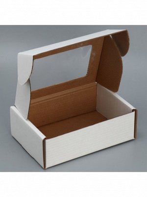 Коробка складная 24 х8 х16 см гофрокартон с окном цвет белый