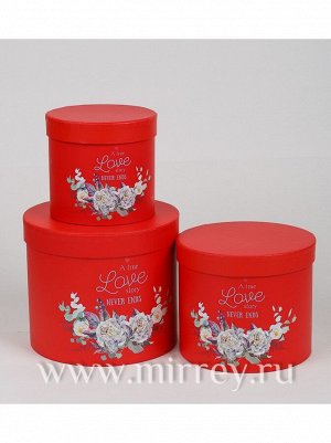 Коробка картон 20 х17,2/17,5 х14,6/14 х12,6 см набор 3 шт История любви цвет красный