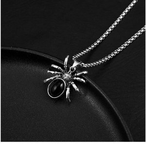 Женская подвеска-паук на цепочке, цвет чёрный/серебристый