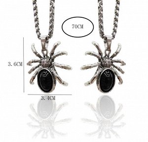 Женская подвеска-паук на цепочке, цвет чёрный/серебристый
