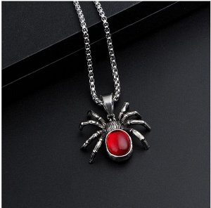 Женская подвеска-паук на цепочке, цвет красный/серебристый