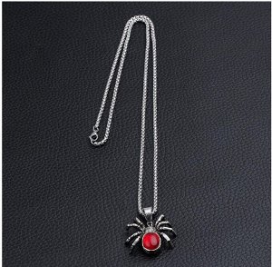 Женская подвеска-паук на цепочке, цвет красный/серебристый