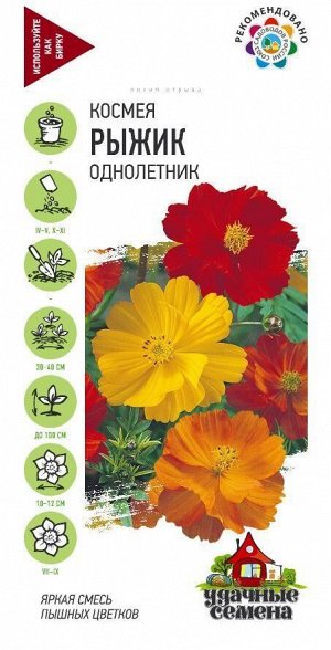 Цветы Космея Рыжик ЦВ/П (ГАВРИШ) смесь 0,3гр однолетник до 1м
