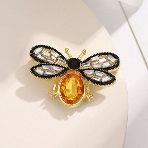 Женская брошь "Пчела" со стразами, цвет жёлтый/золотистый