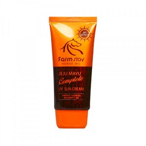 КR/ FarmStay Jeju Mayu Complete UV Sun Cream SPF50 Солнцезащитный крем для лица с лошадиным маслом, 70г