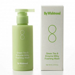 Энзимное средство для умывания с зелёным чаем, By Wishtrend Green Tea & Enzyme Milky Foaming Wash, 140мл