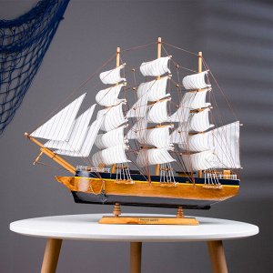 Корабль сувенирный большой «Дейчланд», борта тёмное дерево, паруса белые, 60?12?51 см