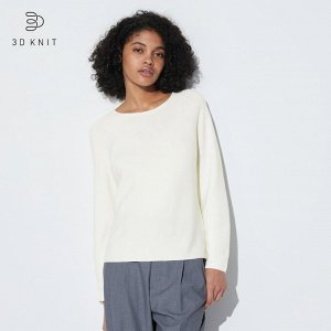 UNIQLO - свитер с круглым вырезом из 3D хлопка - 01 OFF WHITE